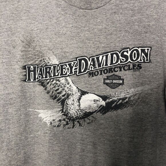 Vintage Harley Davidson Shirt Mens Large Gray Kuwait 2007 Motorcycle Eagle USA - Picture 3 of 8